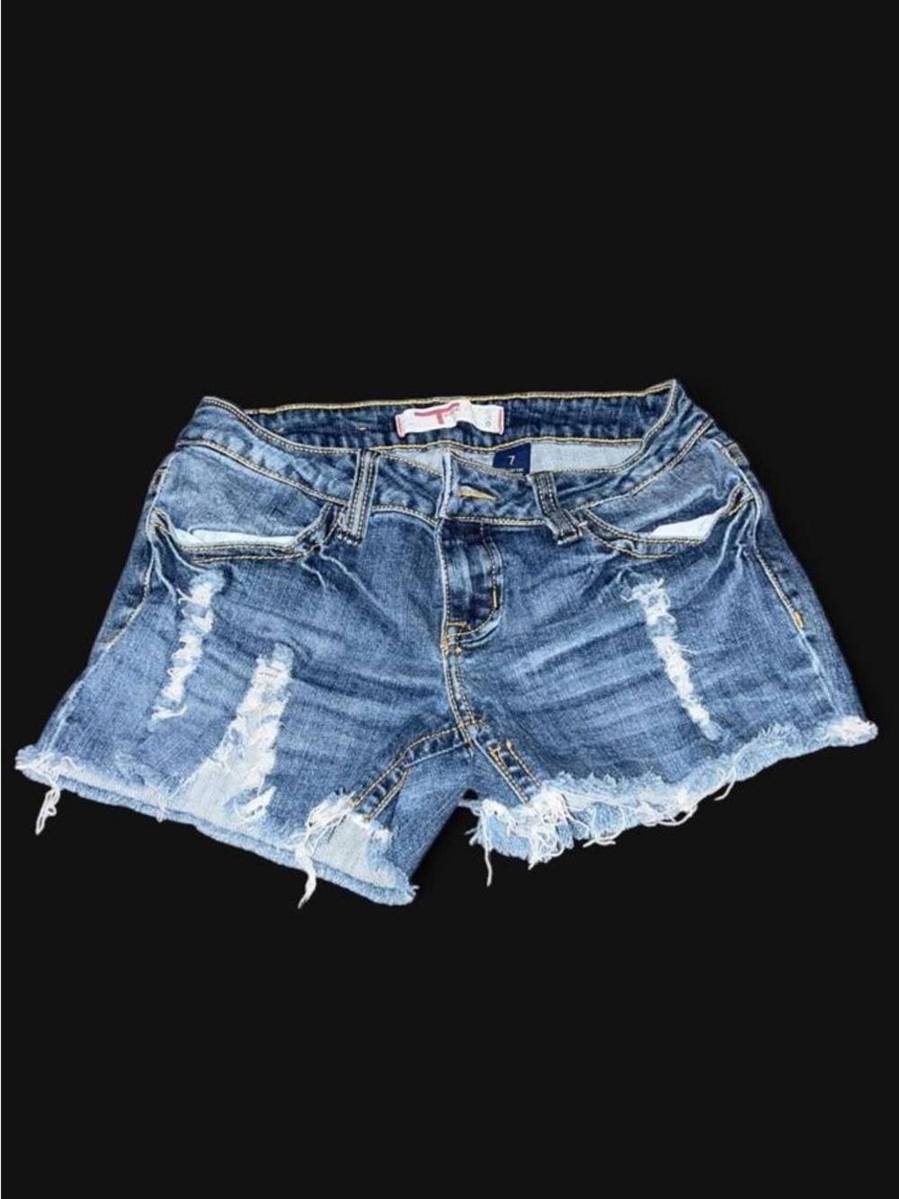 7 For All Mankind Distressed Denim Cutoff Shorts - Blue